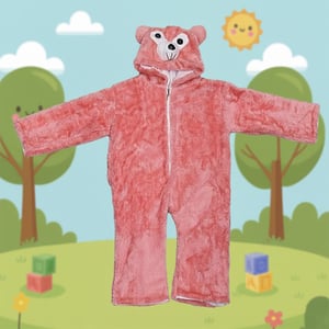 Winter Teddy Romper For Baby - Pink Medium