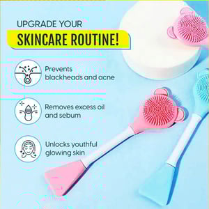 Multi-Functional Silicone 2-in-1 Face Scrubber & Spatula Stick - Blue