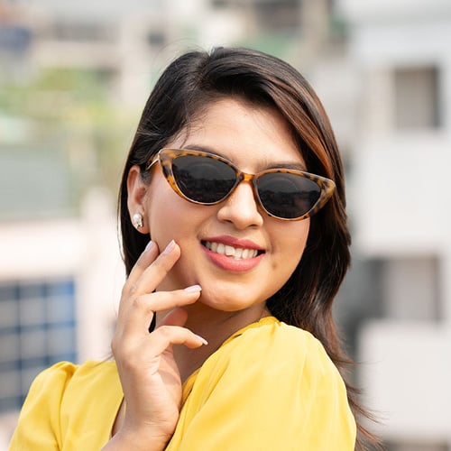 Triangular Retro Small Frame Cat Eye Sunglasses - Brown(240033)