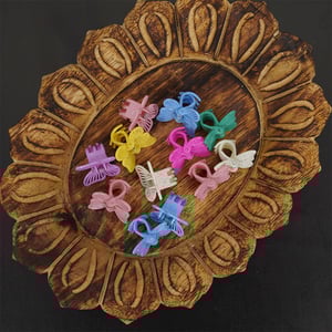 Multicolor Mini Butterfly Hair Clip 3pcs Set - Glitter