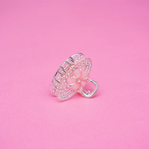 Oval Shape Rhinestone Hair Clip - Peach Pink