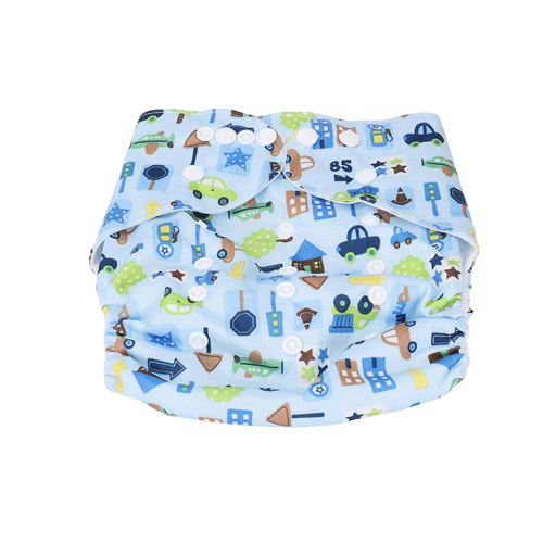 Fashion Baby All In One Reusable Diaper 0-24 Months - Vehicle
