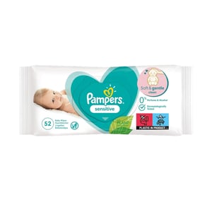 Pampers Sensitive Fragrance Free Baby Wipes - 52 Wipes