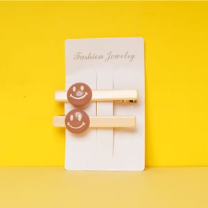 Smiling Baby Hair Clip - Cream & Chocolate