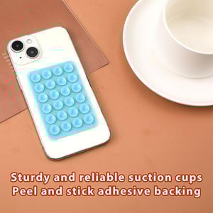 Adhesive Silicone Suction Phone Holder - Sky Blue