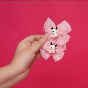 Baby Girl Bow hair Clip 1pc - Pink Pochacco