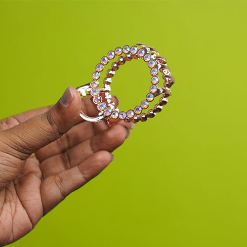 Round Shape Rhinestone Metal Hair Clip - Bronze