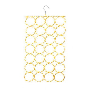 Foldable 28 Ring Scarf Hanger - Yellow White