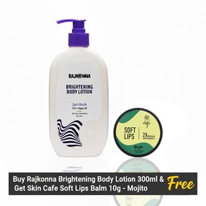 Rajkonna Brightening Body Lotion 300ml (Get Skin Cafe Soft Lips Balm 10g - Mojito Free)
