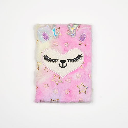 Furry Note Book Diary - Sleepy Glitter Heart