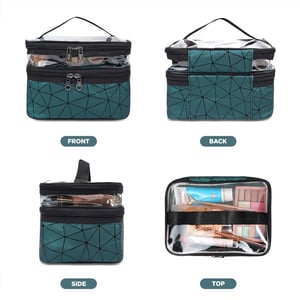 Double Layer Transparent Makeup Storage Bag - Green