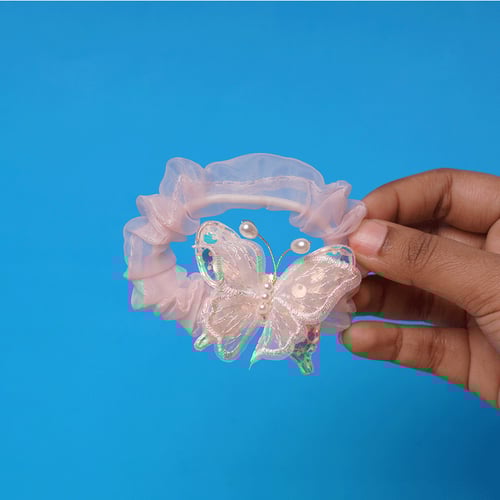 Scrunchie Semi Transparent Butterfly Hairband - Baby Pink