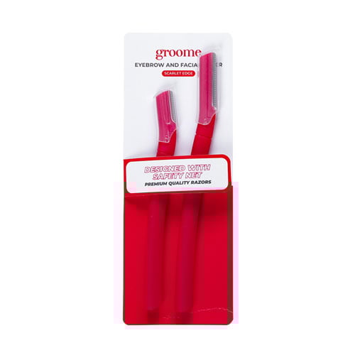 Groome Eyebrow And Facial Razor 2pcs - Red