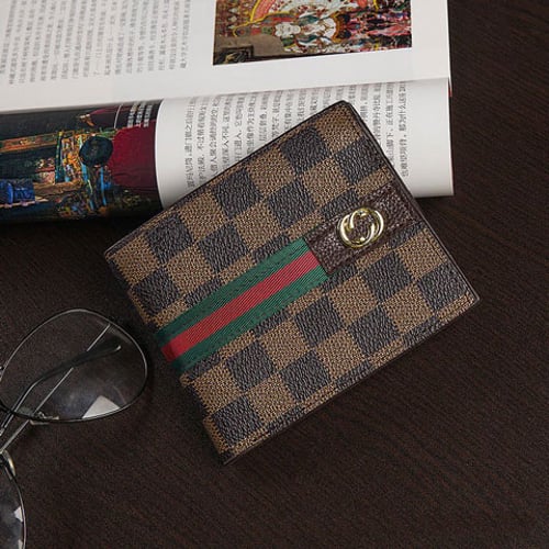 Check Printed Men’s Wallet - Chocolate
