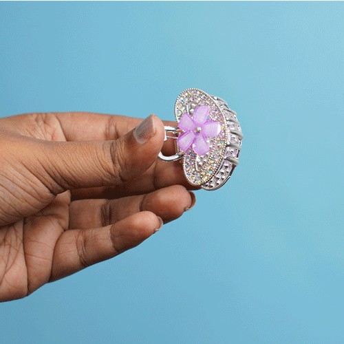 Heart Shape Rhinestone Hair Clip - Levender