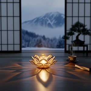 Golden Petal Lotus LED Candle