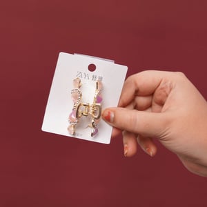 Heart Leaf With Stone Hair Clip - Purple