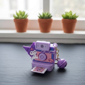 Kuromi Polaroid Camera Key Ring - Purple