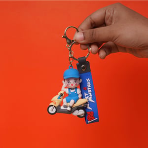 Silicon Scooty Boy Keyring - Blue