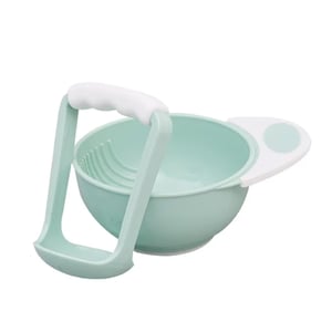 Baby Food Masher and Serve Bowl - White & Teal Green