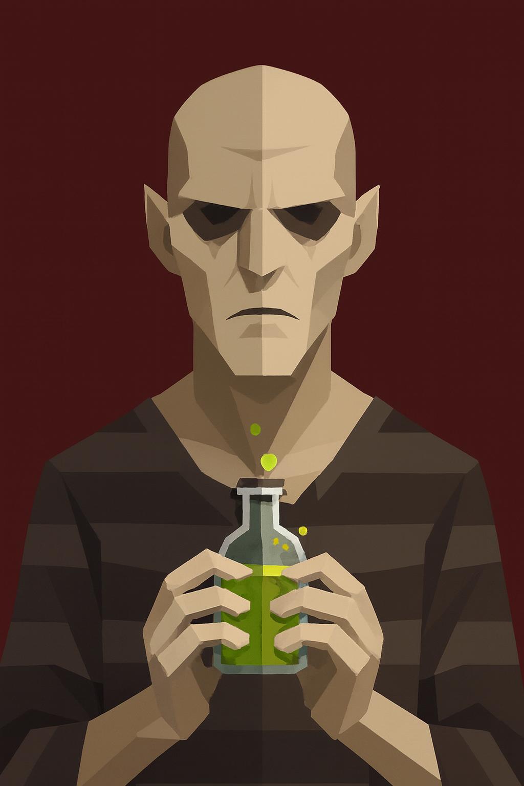 Undead humanoid holding a green potion bottle.