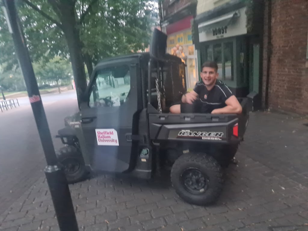Friend in small truck at Sheffield Hallam University