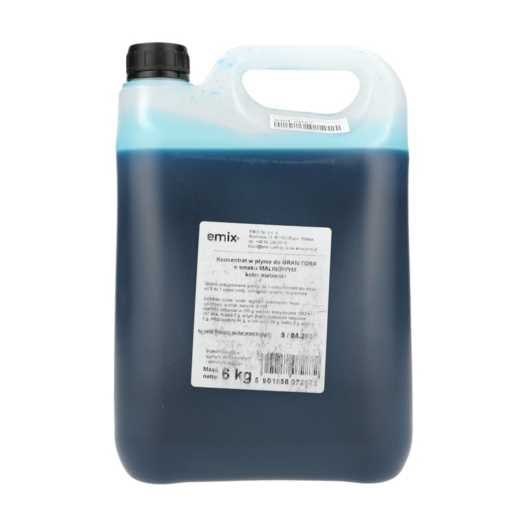 EMIX KONCENTRAT W PŁYNIE DO GRANITORA O SMAKU MALINOWYM KOLOR NIEBIESKI 6 KG