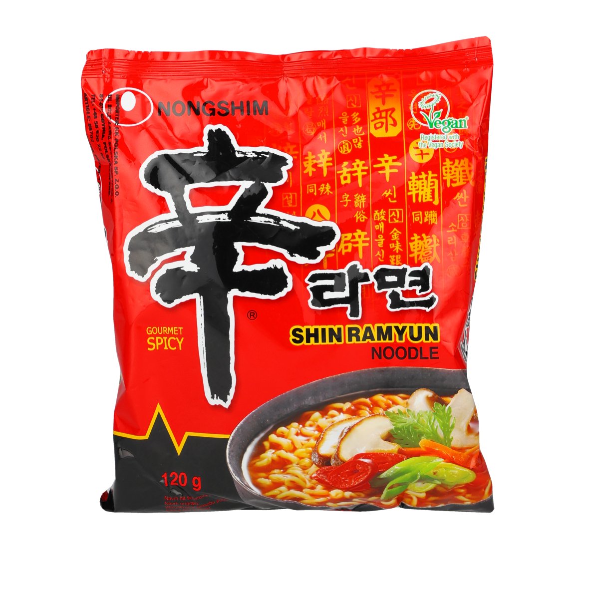 NONGSHIM MAKARON INSTANT TYPU NOODLE SHIN OSTRY 120 GRAMÓW