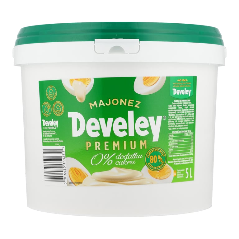 DEVELEY MAJONEZ PREMIUM 0% DODATKU CUKRU 5 KG WIADRO