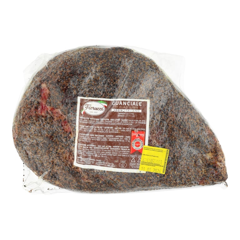 FIORUCCI GUANCIALE DOJRZEWAJĄCA WĘDLINA Z POLICZKÓW WIEPRZOWYCH BLOK OKOŁO 1,5 KG