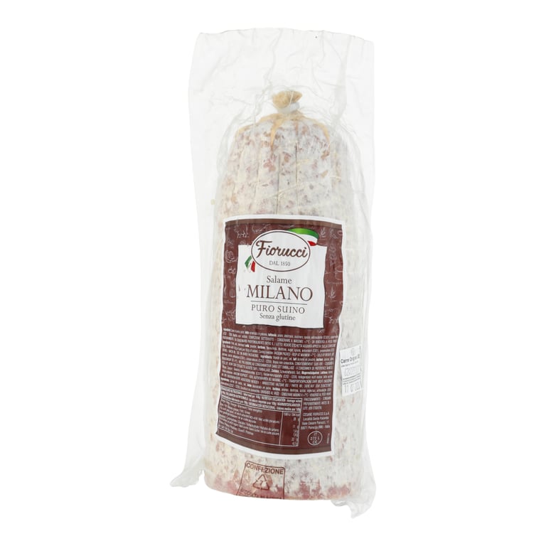FIORUCCI SALAME MILANO SALAMI MILANO SUROWA DROBNO ROZDROBNIONA DOJRZEWAJĄCA KIEŁBASA WIEPRZOWA BLOK OKOŁO 1,5 KG