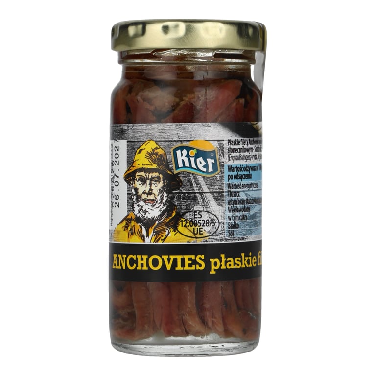 KIER ANCHOVIES FILETY W OLEJU SŁONECZNIKOWYM 100 GRAMÓW SŁOIK