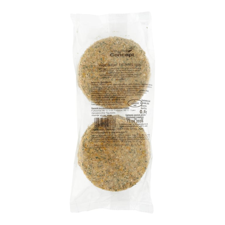 KOLIBER WEGE BURGER FALAFEL 100 GRAMÓW 36 SZTUK