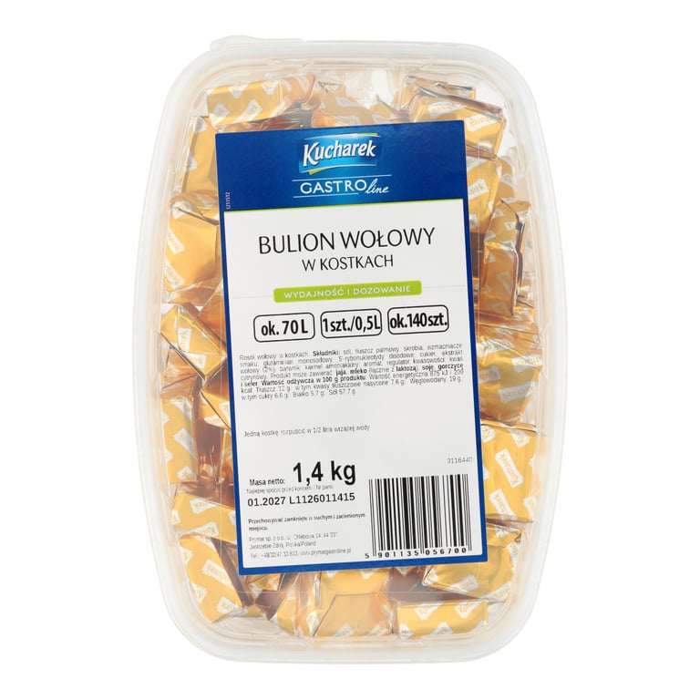 KUCHAREK BULION WOŁOWY W KOSTKACH 1,4 KG WIADRO