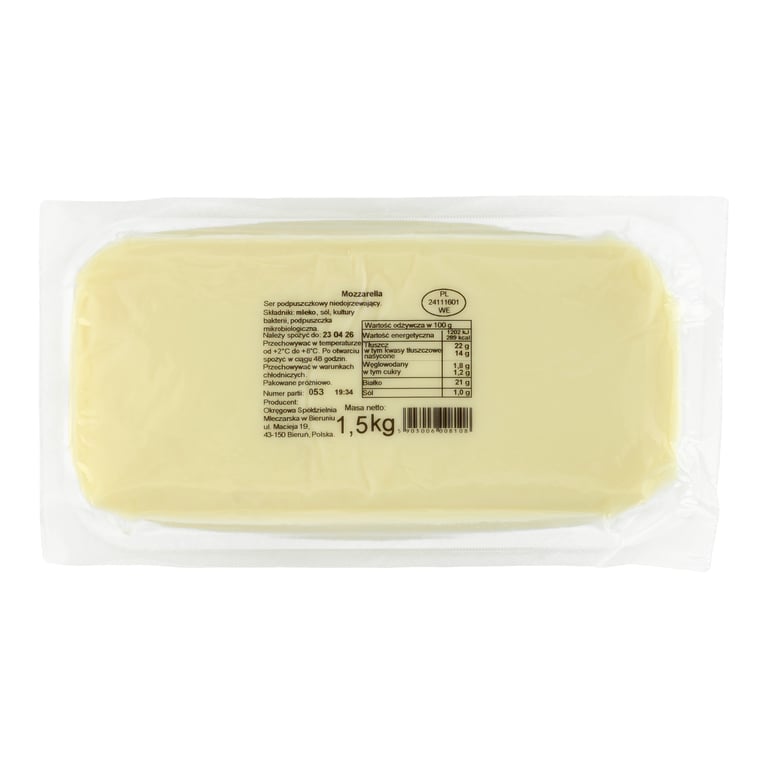 BIERUŃ MOZZARELLA BLOK 1,5 KG