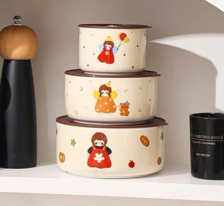 SET 3 BÁT SỨ CÓ NẮP ĐẬY