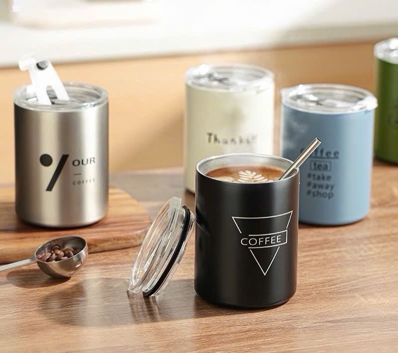Cốc giữ nhiệt uống Cafe THANKS thể tích 350ML