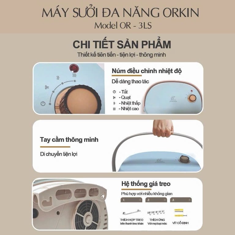 Máy sưởi gốm Orkin- Model: 0R-3LS