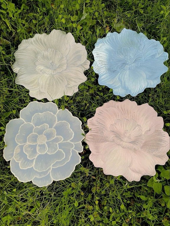 Set 2 Tấm Trải Bàn Cánh Hoa Ánh Vàng Cao Cấp