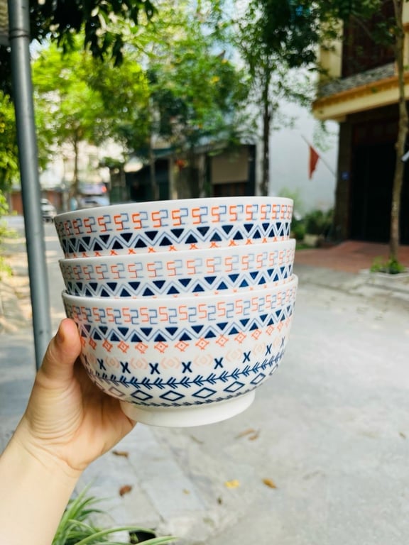 6 Bát tô mẫu tráng men phong cách Nhật Bản - mẫu thổ cẩm