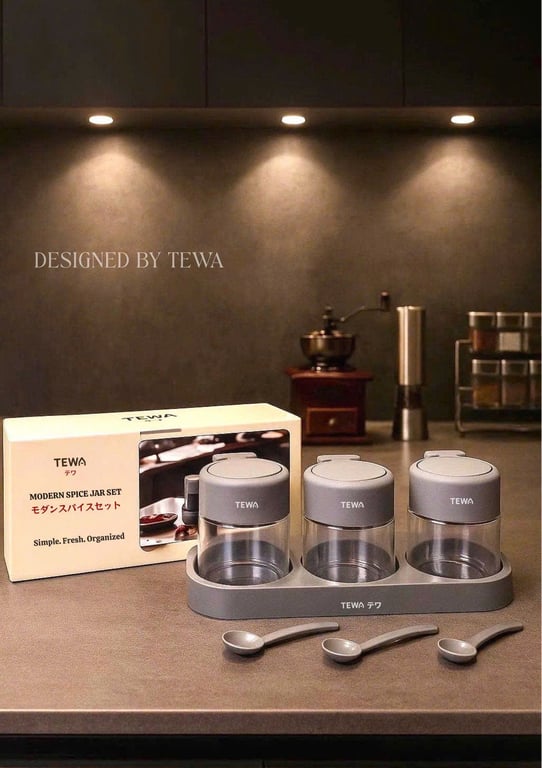 SET 3 LỌ THỦY TINH ĐỰNG GIA VỊ TEWA JAPAN – CAO CẤP & THANH LỊCH