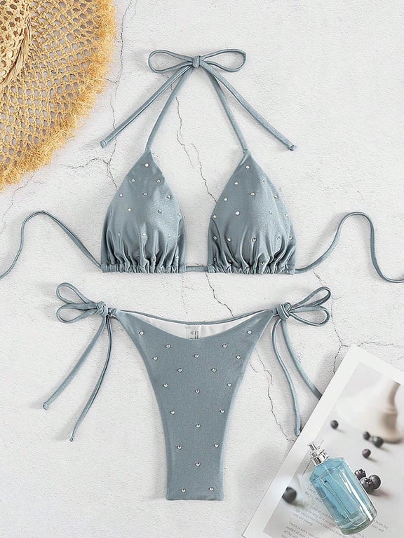 Bikini xám đính đá