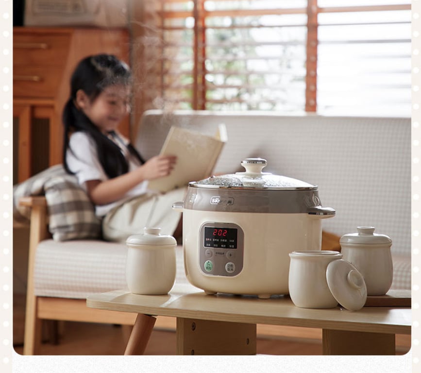 NỒI NẤU CHẬM BEAR C25K1 - Dung tích 2,5l kèm 4 thố sứ( 1 thố to 2,5L, 3 thố nhỏ 0,5L)