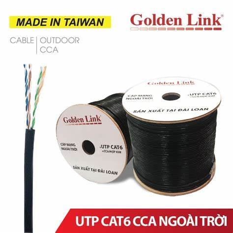 Dây Cáp Mạng Ngoài Trời Golden Link UTP CAT6 Platinum - TAIWAN 305m/Cuộn (Đen )
