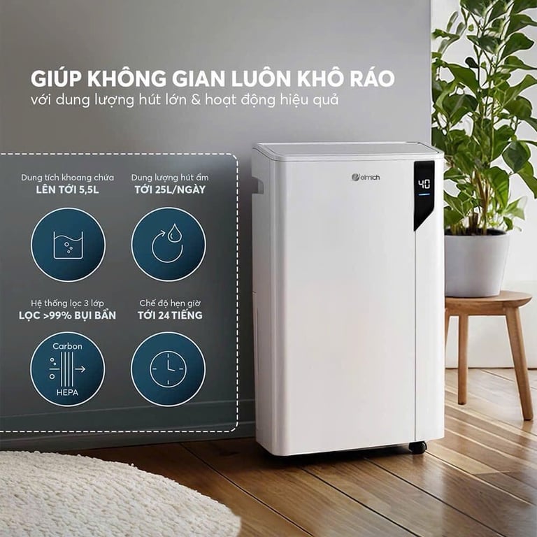 DE8581 - Máy Hút Ẩm Kèm Lọc Không Khí Đa Năng ELMICH 25L