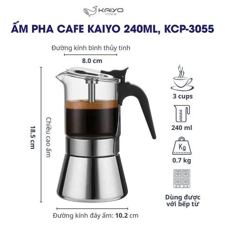 ẤM PHA CÀ PHÊ KAIYO (MOKA POT)
