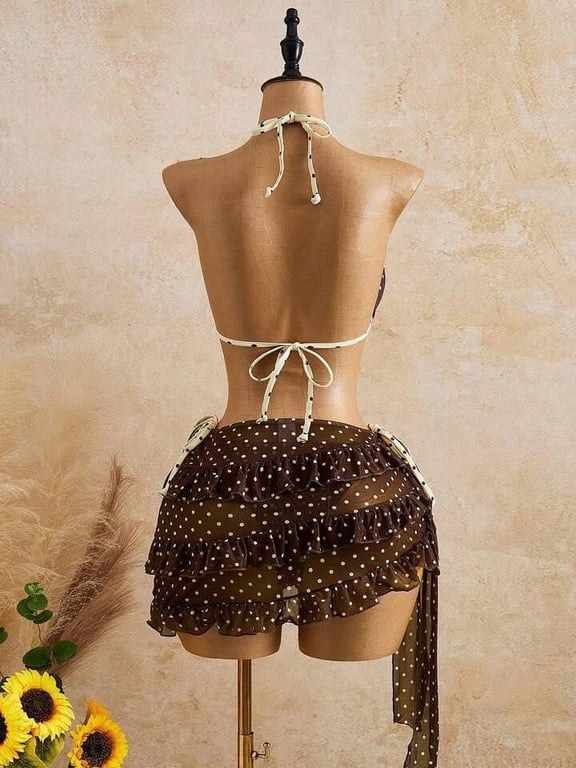 Set bikini nâu chấm bi - BK04