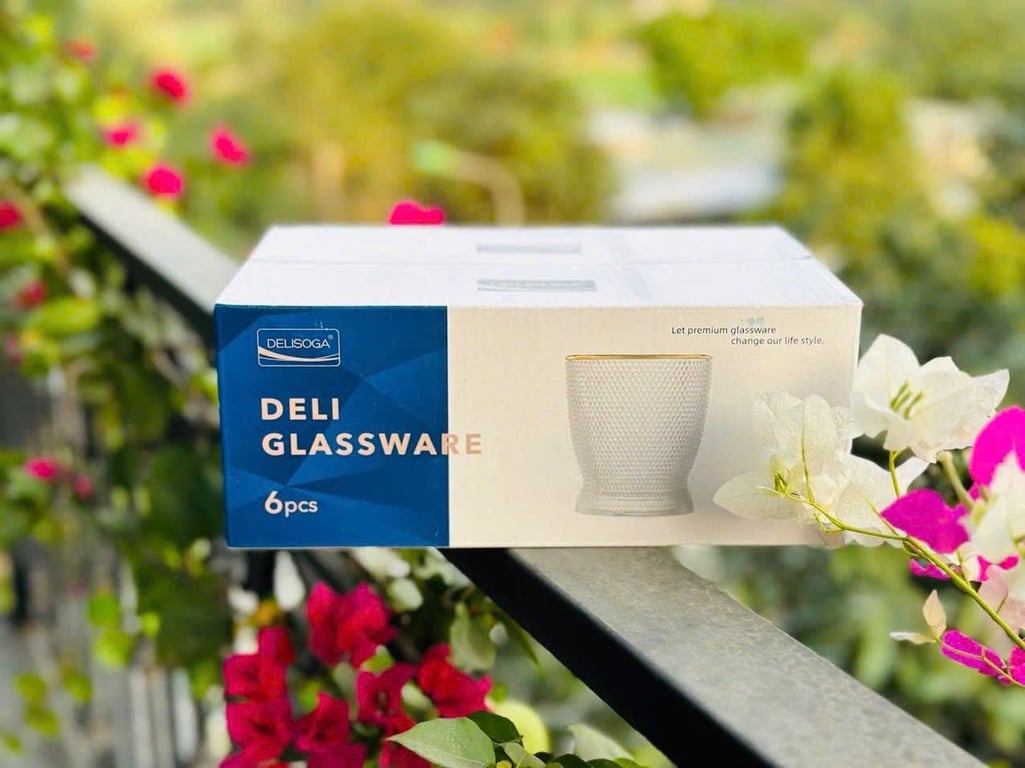 BỘ 6 CỐC THUỶ TINH HOẠ TIẾT CHẤM TRÒN CAO CẤP 280ML