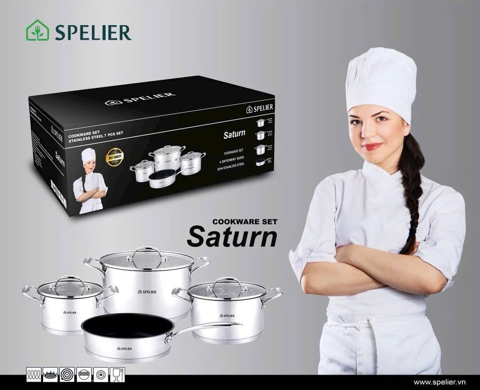 BỘ NỒI INOX 304 SPELIER VENUS – 4 MÓN XỊN XÒ