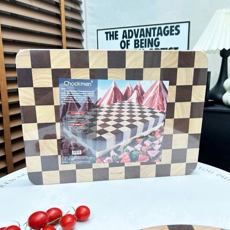 Thớt gỗ Teak hoạ tiết caro Chockmen - CKM256